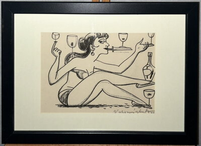 SEXY ŽENA ŽONGLUJÍCÍ S NOŽEM A VÍNEM - ŠTEMBERA OTAKAR