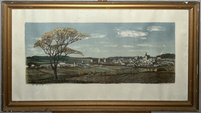 POHLED NA MĚSTO S KOSTELEM - BÍLEK FRANTIŠEK