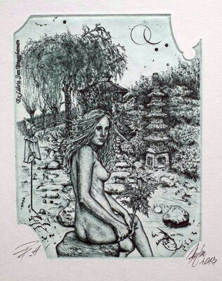 AKT - DÍVKA V JAPONSKÉ ZAHRADĚ - HUJBER GÜNTER