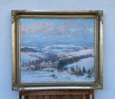 RYCHNOV NAD KNĚŽNOU PANORAMA - POHLED PŘES HABROVOU A LUKAVICI KU ORLICKÝM HORÁM - LINHART RUDOLF