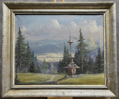 DŘEVĚNÁ ZVONIČKA V BESKYDECH V LÉTĚ - RASZKA (RAŠKA) VLADIMÍR PAVEL JOSEF JÓZEF