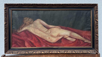 AKT LEŽÍCÍ ŽENY ZEZADU - NEZNÁMÝ AUTOR