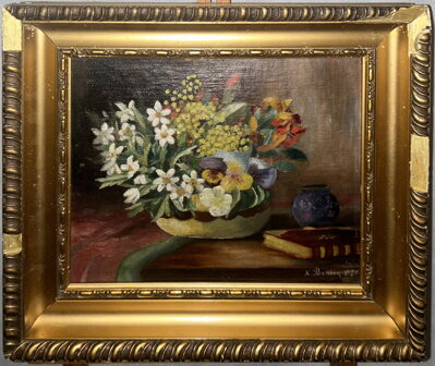 ZÁTIŠÍ S KYTICÍ A KNIHOU - BASLER X.