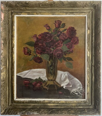 RUDÉ RŮŽE V HNĚDÉ VÁZE - ROSŮLEK OLDŘICH