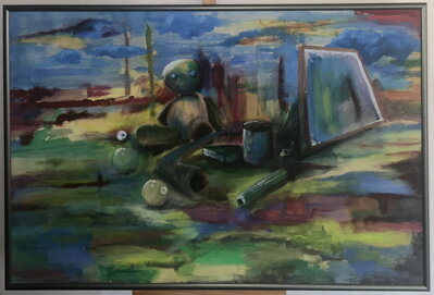 SURREALISTICKÁ KOMPOZICE S HRAČKAMI - SIGNOVÁN