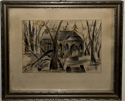 OPUŠTĚNÉ STAVENÍ UPROSTŘED LESA - SIGNOVÁN