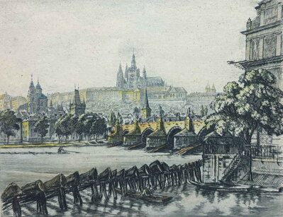 PRAHA POHLED NA KARLŮV MOST A HRADČANY - SOUČEK VÁCLAV