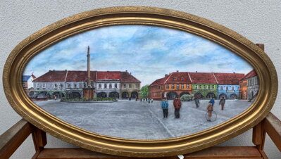 NYMBURK JIŽNÍ ČÁST NÁMĚSTÍ S VJEZDEM NA MOST V ROCE 1940 - VORLÍČEK JAN