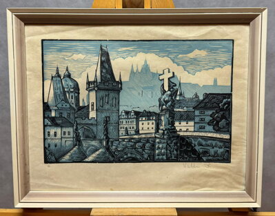 PRAHA KARLŮV MOST S HRADČANY V DÁLI - WALTER