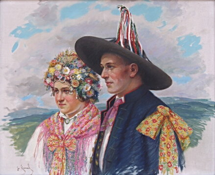 MLADÝ PÁR V KROJI - STRNAD JOSEF