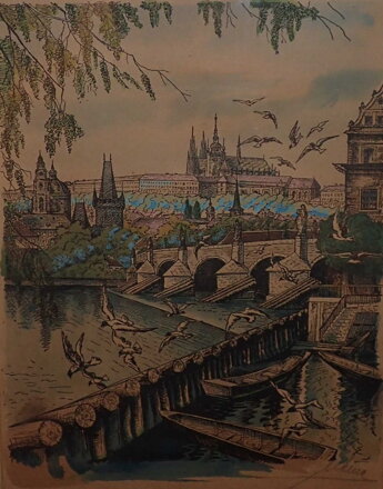 PRAHA POHLED NA HRADČANY - ŠVEC VÁCSLAV