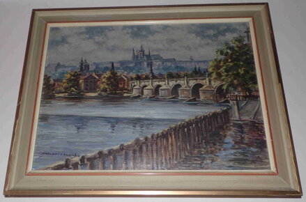 PRAHA POHLED NA KARLŮV MOST A HRADČANY - ARCHALOUS JINDŘICH