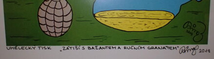 ZÁTIŠÍ S BAŽANTEM A RUČNÍM GRANÁTEM - ČECH RINGO FRANTIŠEK
