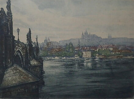 POHLED NA HRADČANY OD KARLOVA MOSTU - MAYER (MEYER) JOSEF