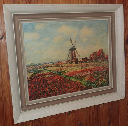 TULIPÁNOVÉ POLE S RIJNSBURSKÝM MLÝNEM - REPRODUKCE - MONET CLAUDE OSCAR