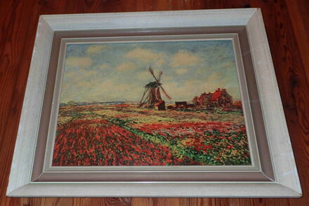 TULIPÁNOVÉ POLE S RIJNSBURSKÝM MLÝNEM - REPRODUKCE - MONET CLAUDE OSCAR