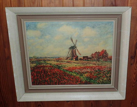 TULIPÁNOVÉ POLE S RIJNSBURSKÝM MLÝNEM - REPRODUKCE - MONET CLAUDE OSCAR
