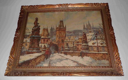 PRAHA POHLED NA HRADČANY Z KARLOVA MOSTU - VÁCLAVÍK RUDOLF