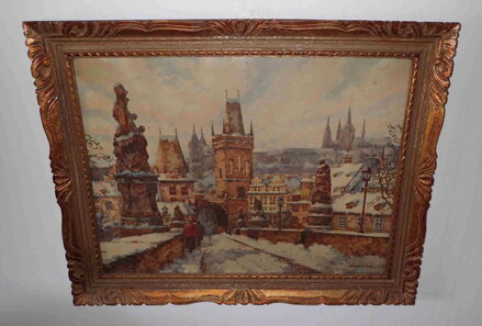 PRAHA POHLED NA HRADČANY Z KARLOVA MOSTU - VÁCLAVÍK RUDOLF