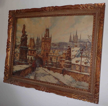 PRAHA POHLED NA HRADČANY Z KARLOVA MOSTU - VÁCLAVÍK RUDOLF