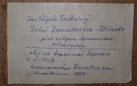 DOLNÍ DOMASLAVICE TĚŠÍNSKO, PŘED ZÁTOPOU ŽERMANICKOU PŘEHRADOU - ZÁŠKOLNÝ ŠTĚPÁN JAN