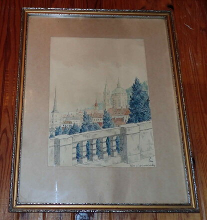 PRAHA PRAŽSKÝ HRAD POHLED Z LEDEBURSKÉ ZAHRADY - ČERNÝ