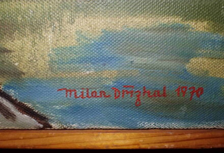 LOĎKA NA ŘECE ZA VESNICÍ - DŘÍZHAL MILAN
