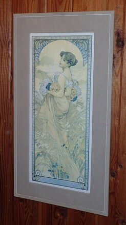 MARIA ŽENA S KVĚTINAMI - SECESE - REPRODUKCE - MUCHA ALFONS MARIA