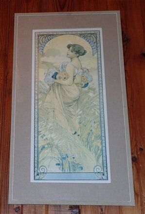 MARIA ŽENA S KVĚTINAMI - SECESE - REPRODUKCE - MUCHA ALFONS MARIA