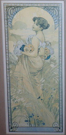 MARIA ŽENA S KVĚTINAMI - SECESE - REPRODUKCE - MUCHA ALFONS MARIA