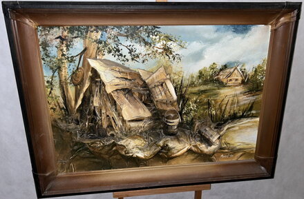 3D OBRAZ - POLOROZPADLÁ MALEBNÁ BOUDA - SIGNOVÁN