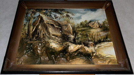 3D OBRAZ - POLOROZPADLÁ MALEBNÁ BOUDA - SIGNOVÁN