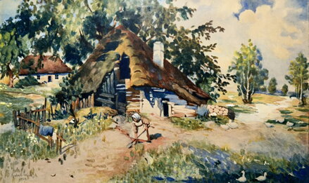 PRÁCE PŘED CHALUPOU - LUDVÍK LABSKÝ PRÁCE PŘED CHALUPOU - LUDVÍK LABSKÝ