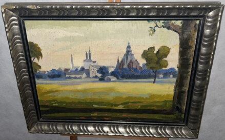 POHLED NA MĚSTO S KOSTELEM A TOVÁRNOU - KUBA R.