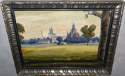 POHLED NA MĚSTO S KOSTELEM A TOVÁRNOU - KUBA R.