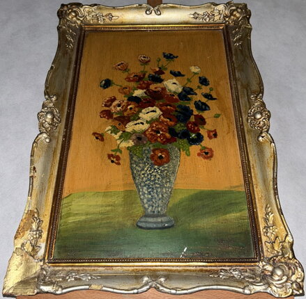 LUČNÍ KVÍTÍ VE VÁZE - SIGNOVÁN