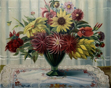 ZÁŘ KVĚTIN VE SKLENĚNÉ VÁZE - PALLA V.