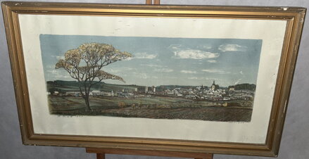 POHLED NA MĚSTO S KOSTELEM - BÍLEK FRANTIŠEK