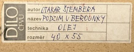 PODZIM U BEROUNKY - ŠTEMBERA OTAKAR PODZIM U BEROUNKY - ŠTEMBERA OTAKAR