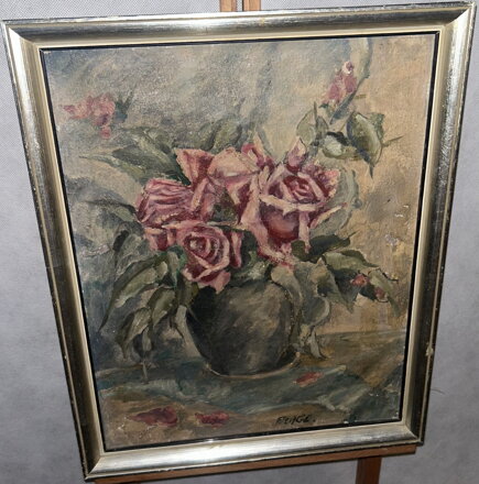 ČERVENÉ RŮŽE VE VÁZE - SIGNOVÁN