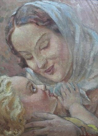 PORTRÉT MATKY S DÍTĚTEM - ADÁMEK FERDINAND