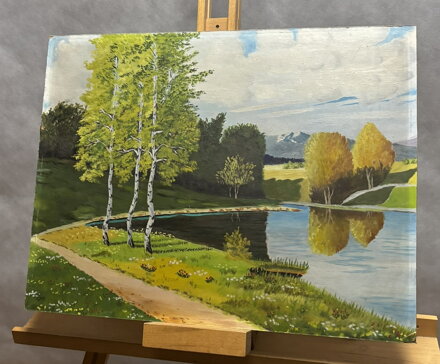 BŘÍZY U RYBNÍKA POD HORAMI - NEZNÁMÝ AUTOR