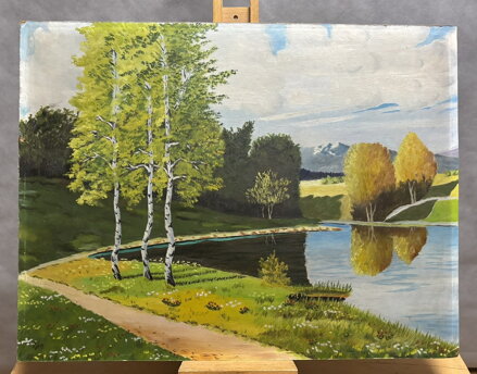 BŘÍZY U RYBNÍKA POD HORAMI - NEZNÁMÝ AUTOR