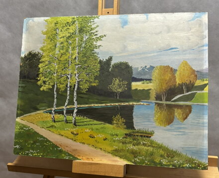 BŘÍZY U RYBNÍKA POD HORAMI - NEZNÁMÝ AUTOR