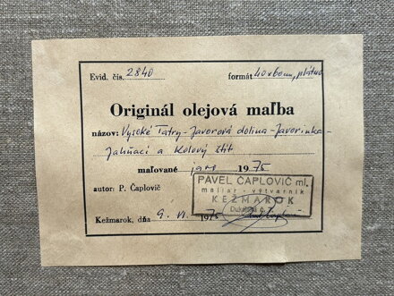 VYSOKÉ TATRY - JAVOROVÁ DOLINA - JAVORINKA - JAHŇACÍ A KOLOVÝ ŠTÍT - ČAPLOVIČ PAVOL PAVEL