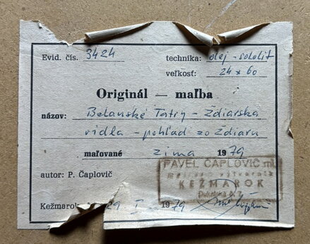 BELANSKÉ TATRY ŽDIARSKÁ VIDLA POHLAD ZO ŽDIARU - ČAPLOVIČ PAVOL PAVEL