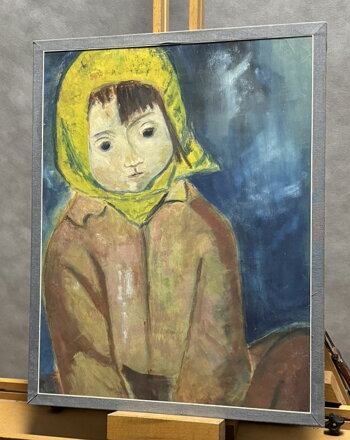 DĚVČÁTKO SE ŽLUTÝM ŠÁTKEM - NEZNÁMÝ AUTOR