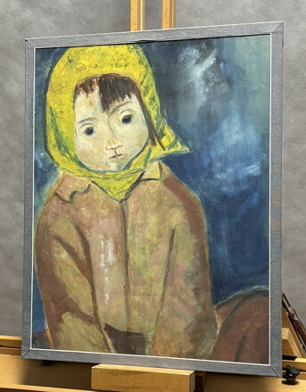 DĚVČÁTKO SE ŽLUTÝM ŠÁTKEM - NEZNÁMÝ AUTOR