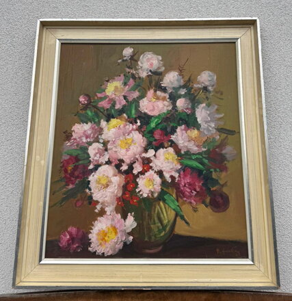 ROZKVETLÉ PIVOŇKY VE VÁZE - HAVELA MIROSLAV