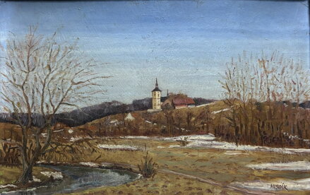 VES S KOSTELÍKEM V KRAJINĚ - HLADÍK